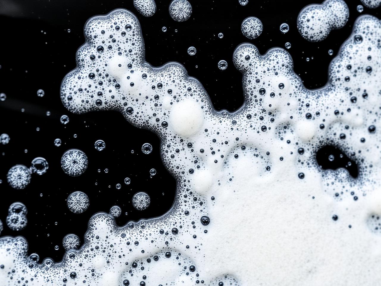 Foamy soap suds covering car panel